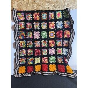 Crochet Granny Squares Sofa Blanket Square Throw Roseanne Bed Couch  Hand Made